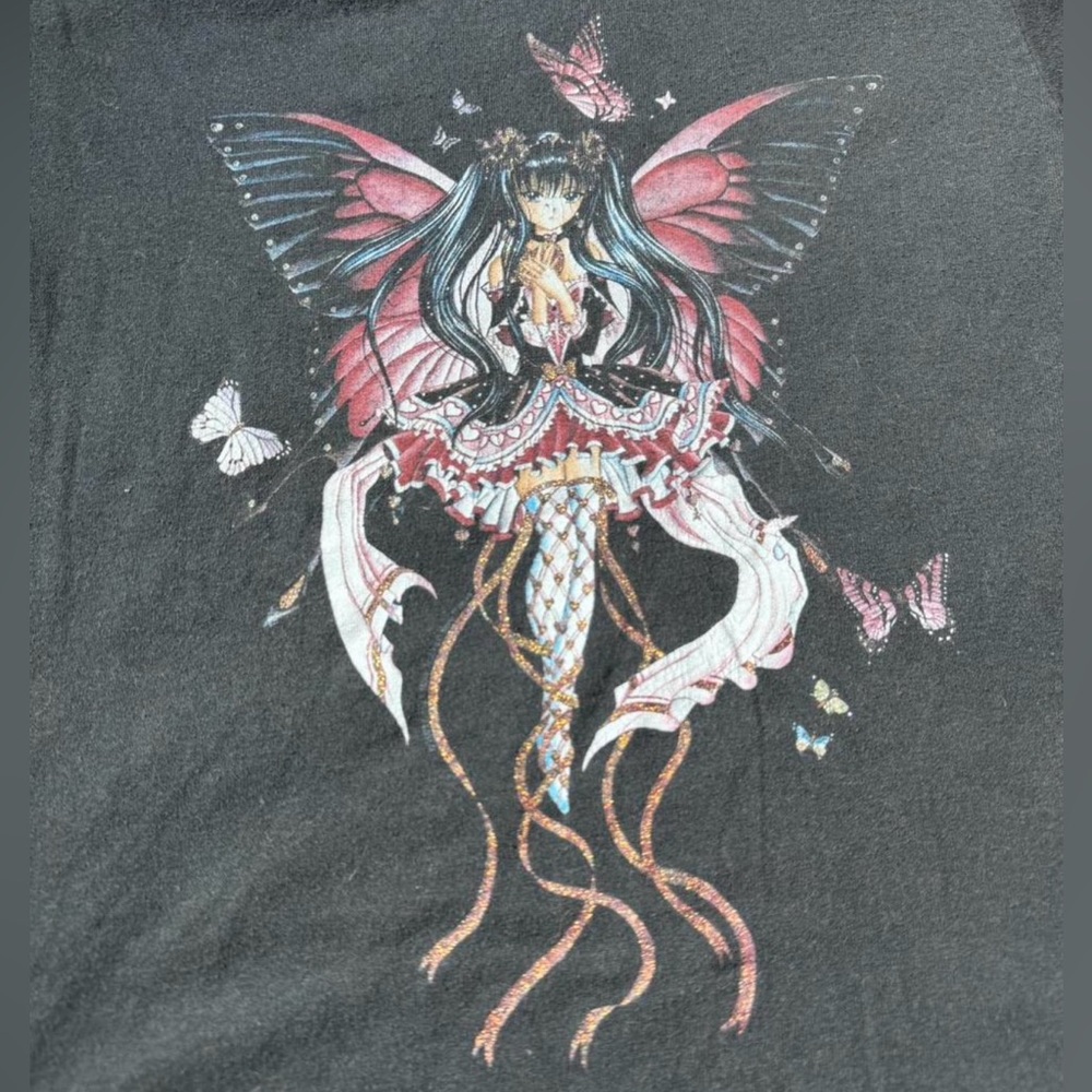 Ripple Junction Grunge Black and Pink Fairy Graphic Tee - Picture 2 of 7
